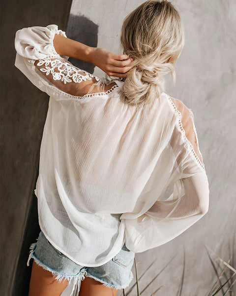 Sheer Combo Tied Shirt