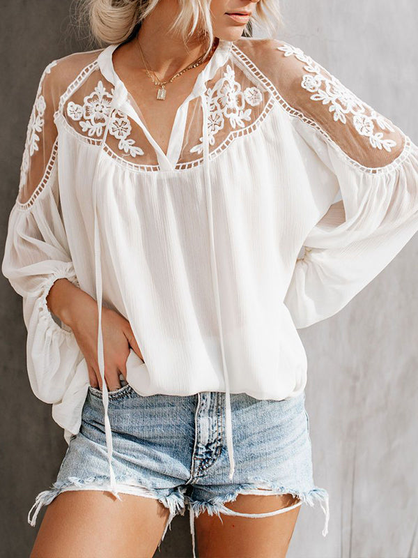Sheer Combo Tied Shirt