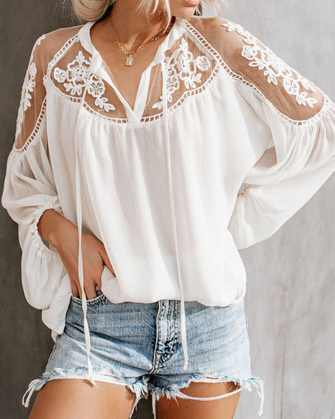 Sheer Combo Tied Shirt