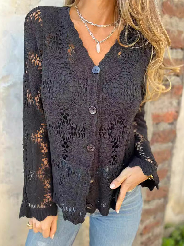Button Front Lace Top