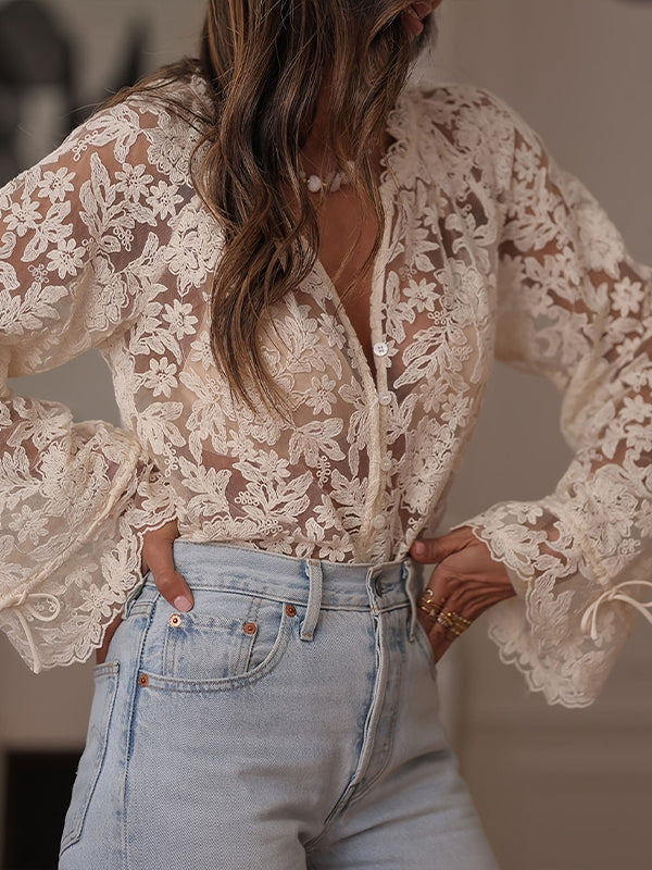 Button Front Lace Shirt