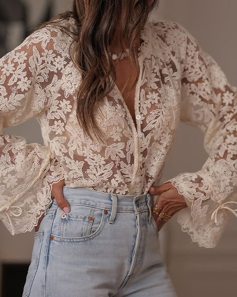 Button Front Lace Shirt