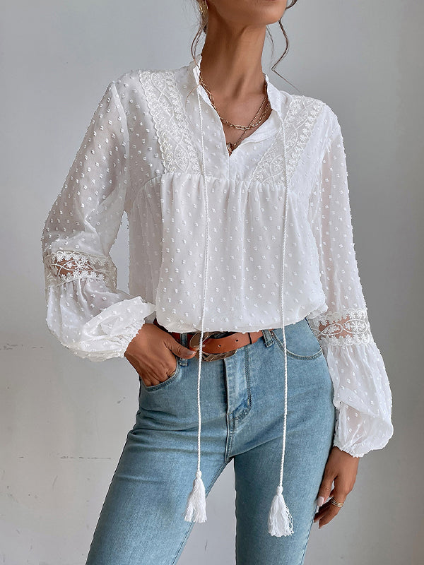 Lace-Combo Dot Shirt