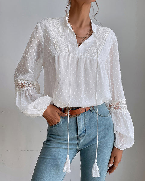 Lace-Combo Dot Shirt