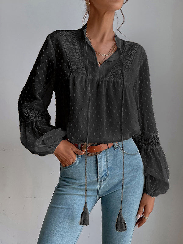 Lace-Combo Dot Shirt