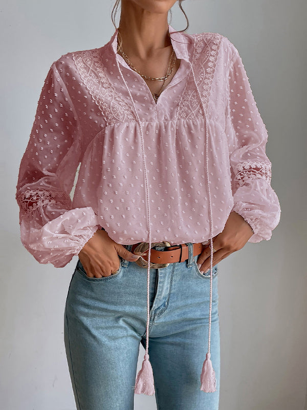 Lace-Combo Dot Shirt