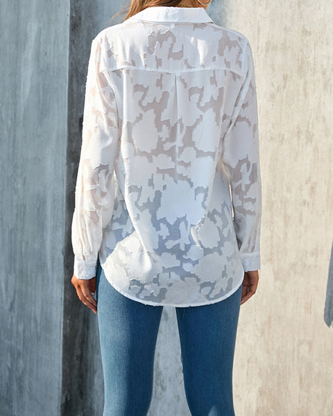 Button Front Chiffon Shirt