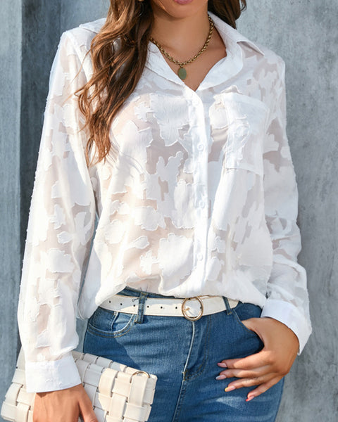 Button Front Chiffon Shirt