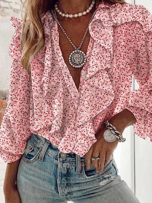 V-Neck Ruffle Shirt