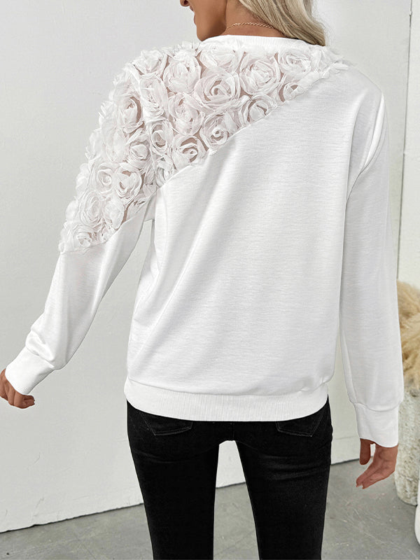 Solid Floral Combo Sweatshirt