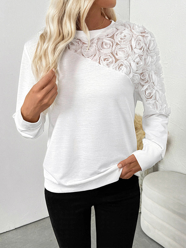 Solid Floral Combo Sweatshirt