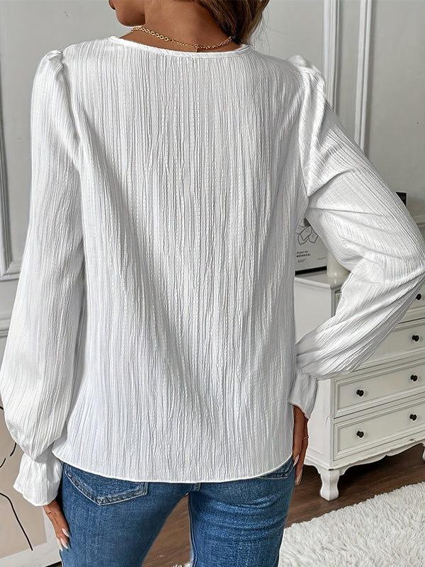Lace-Combo Square-Neck Blouse