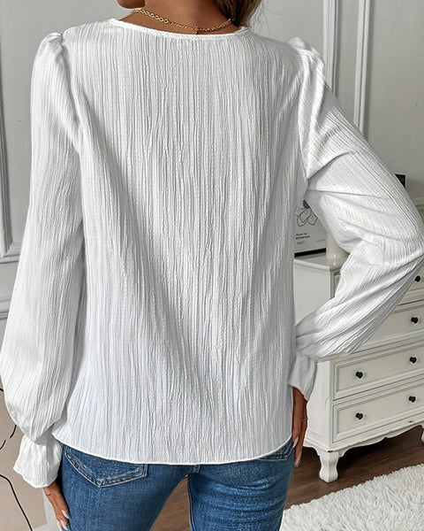 Lace-Combo Square-Neck Blouse