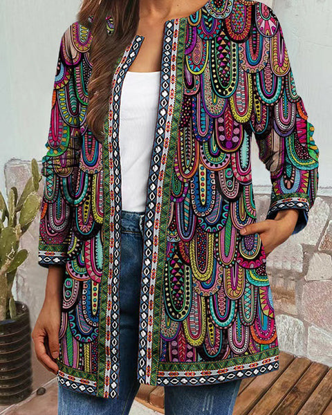Printed Open-Front Jacket