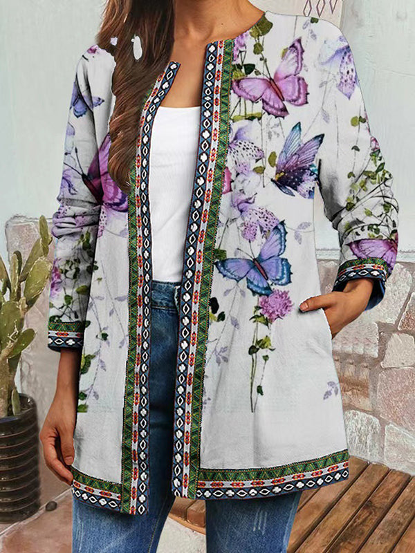 Printed Open-Front Jacket