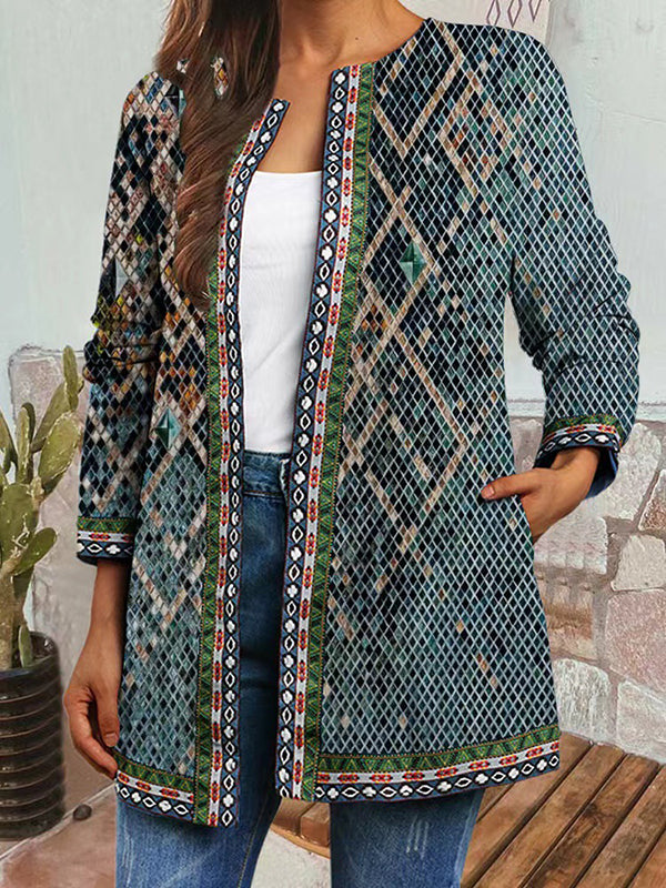 Printed Open-Front Jacket