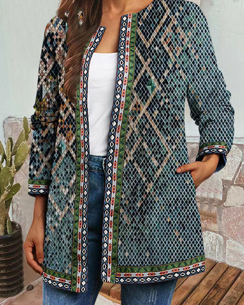 Printed Open-Front Jacket
