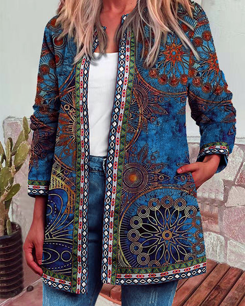 Printed Open-Front Jacket