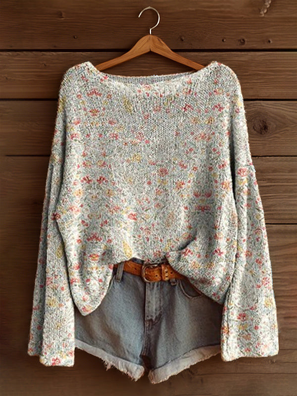 Printed Boat-Neck Sweater