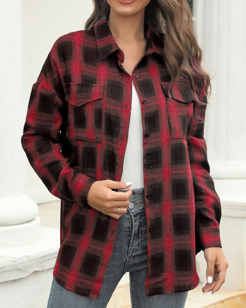 Plaid Button-Front Shirt