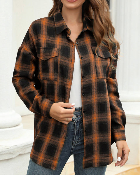 Plaid Button-Front Shirt