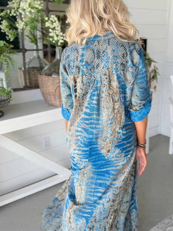 Printed Button-Front Dress