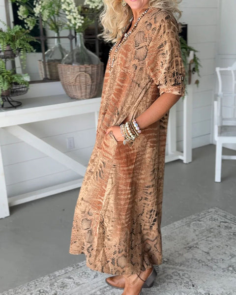 Printed Button-Front Dress