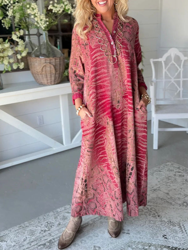 Printed Button-Front Dress