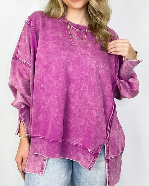 Wash Side-Slit Sweatshirt