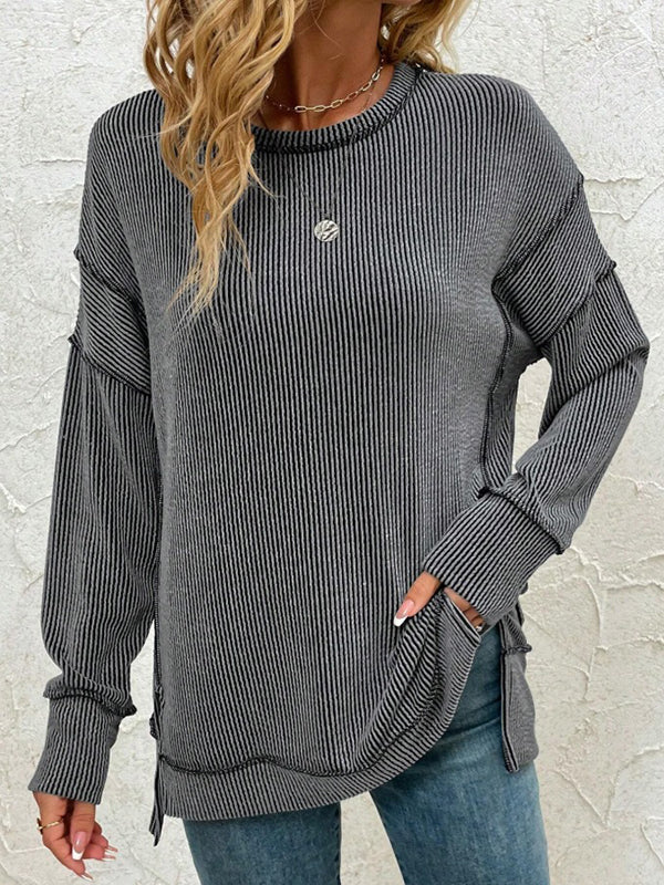 Ribbed Side-Slit Top