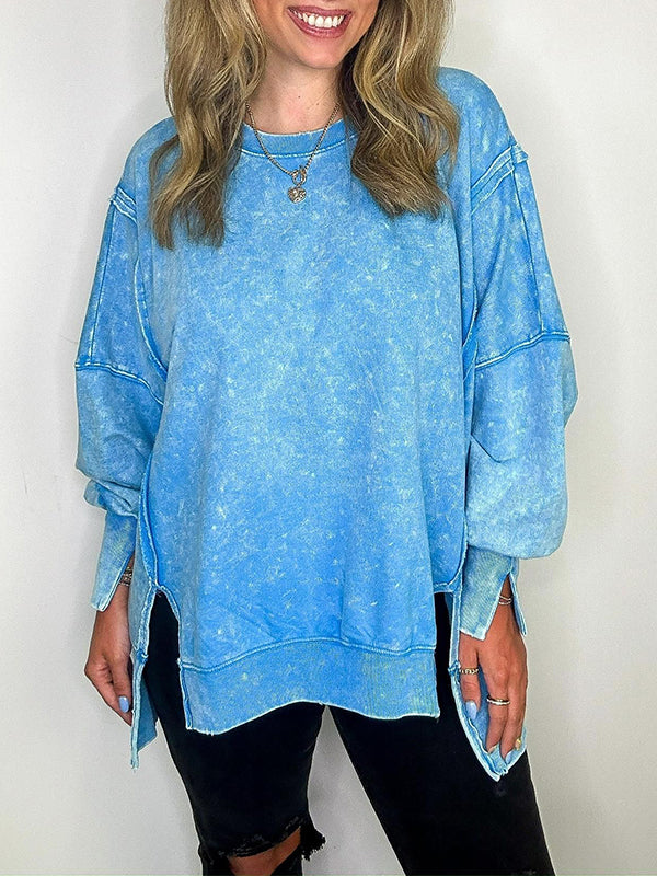 Wash Side-Slit Sweatshirt