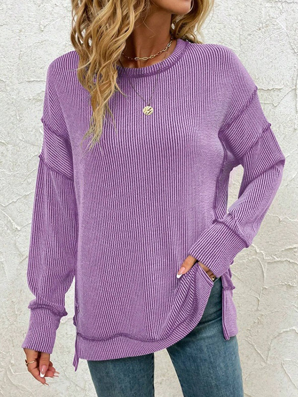Ribbed Side-Slit Top