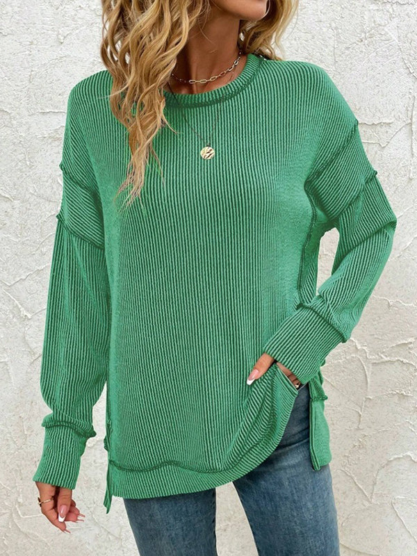Ribbed Side-Slit Top