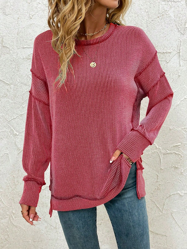 Ribbed Side-Slit Top