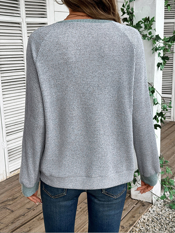 Two-Tone Button-Front Top