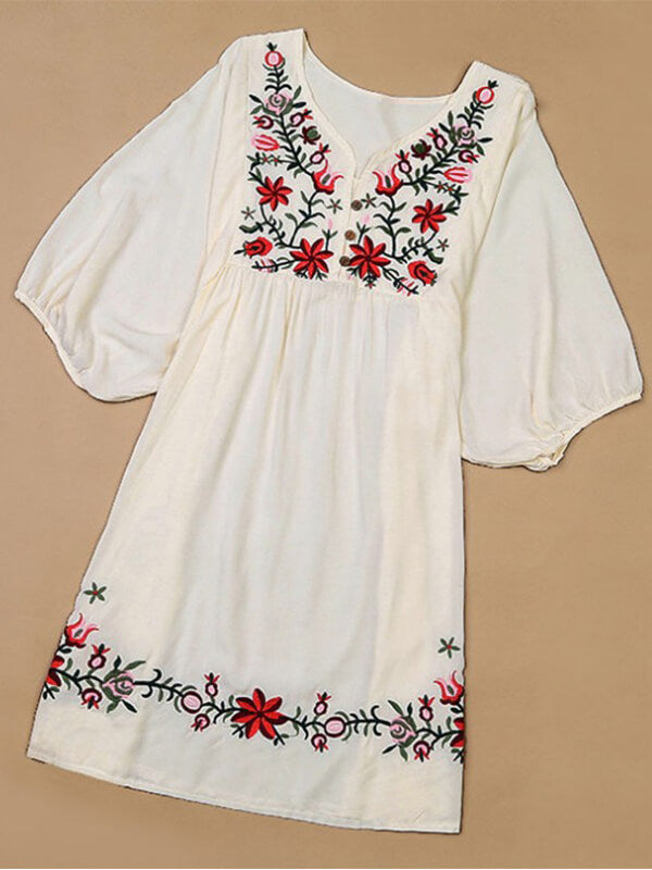 Embroidery V-Neck Dress